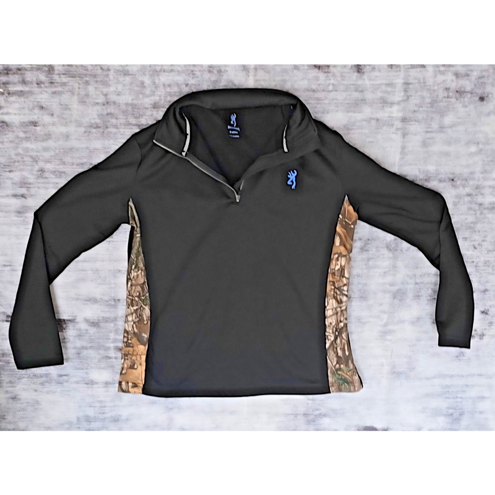 Browning 1/4 Zip Pullover Black/Camo XL B0077